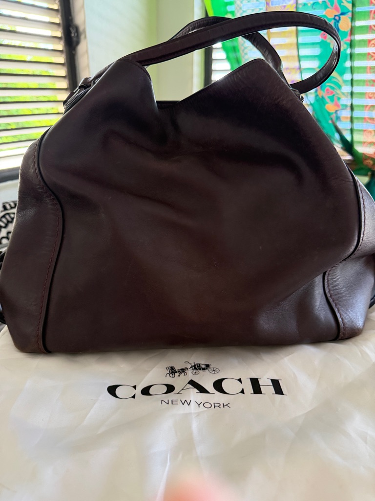 Coach Soft Slouchy Leather Tote In Deep Merlot
